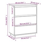vidaXL Buffet Blanc 60x34x75 cm Bois massif de pin