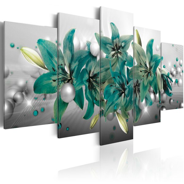 Tableau - turquoise bouquet l x h en cm 200x100