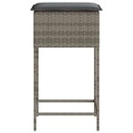 vidaXL Tabourets de bar jardin coussins lot de 2 gris résine tressée