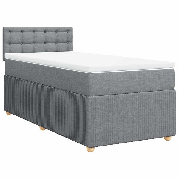vidaXL Sommier à lattes de lit et matelas Gris clair 90x190 cm Tissu
