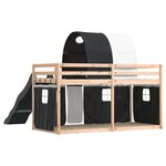 vidaXL Lit superposé sans matelas avec toboggan blanc noir 90x190 cm