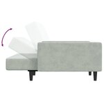 vidaXL Canapé-lit à 2 places avec repose-pied gris clair velours