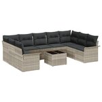 vidaXL Ensemble de canapés de jardin de 10 pièces avec coussins gris en poly rattan