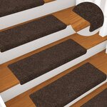 vidaXL Tapis d'escalier 15 Pièces Tissu aiguilleté 65x21x4 cm Marron