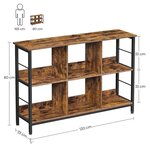 Bibliothèque 6 compartiments meuble de rangement ouvert étagère livres horizontale pour bureau salon chambre 120 x 33 x 80 cm style industriel marron rustique et noir 12_0001469