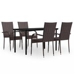 vidaXL Ensemble de salle à manger d'extérieur 5 Pièces Marron et noir