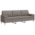 vidaXL Canapé 3 places avec oreillers décoratifs taupe 210 cm tissu
