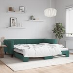vidaXL Lit de jour avec lit gigogne vert foncé 100x200 cm velours