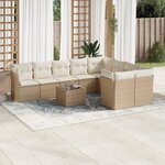 vidaXL Salon de jardin avec coussins 10 Pièces beige résine tressée
