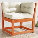 vidaXL Canapé d'angle de jardin coussins cire marron bois pin massif