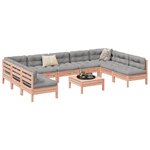 vidaXL Salon de jardin avec coussins 10 Pièces bois massif sapin douglas
