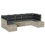 vidaXL Ensemble de canapés de jardin 7 pièces avec coussins gris clair en poly rotin