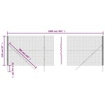vidaXL Clôture en treillis métallique anthracite 2 2x10 m