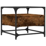 vidaXL Table basse avec dessus en verre chêne fumé 50x50x45 cm acier