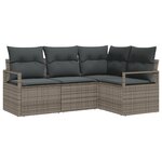 Ensemble de canapés de jardin vidaXL 4 pièces avec coussins gris rotin synthétique