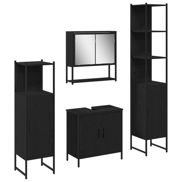 vidaXL Ensemble de meubles de salle de bain 4 pièces chêne noir bois d'ingénierie