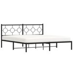 vidaXL Cadre de lit métal avec tête de lit noir 183x213 cm