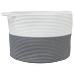 vidaXL Panier à linge gris et blanc Ø55x36 cm coton