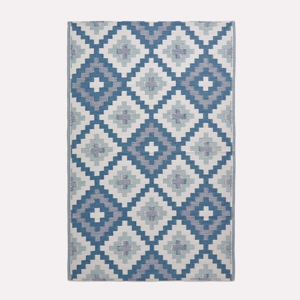 Tapis extérieur terrasse réversible - Tapis de jardin imperméable et résistant UV - Mia - Bleu - 120x180 cm - HOMESCAPES