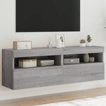 vidaXL Meubles TV muraux et lumières LED 2Pièces sonoma gris 60x30x40 cm