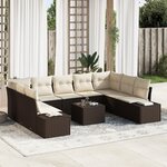 vidaXL Ensemble de Canapé de Jardin 9 Pièces avec Coussins Gris en Poly Rattan
