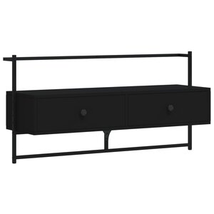 vidaXL Meuble TV mural noir 100 5x30x51 cm bois d'ingénierie