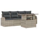 Ensemble de 5 pièces de canapés de jardin avec coussins Gris clair Poly Rotin