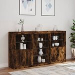 vidaXL Buffet avec lumières LED chêne fumé 181 5x37x100 cm