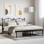 vidaXL Cadre de lit métal sans matelas et tête de lit noir 160x200 cm