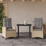 vidaXL Ensemble à manger de jardin et coussins 3 Pièces mélange beige