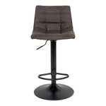 2 chaises de bar en microfibre gris foncé avec pied noir