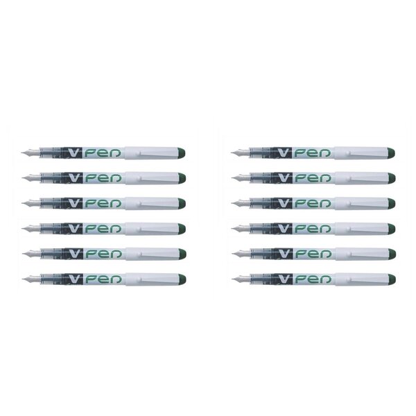 Stylo plume jetable v-pen effaçable vert x 12 pilot
