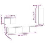vidaXL Ensemble de meubles TV 4 Pièces Gris béton Bois d'ingénierie