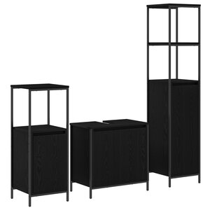 vidaXL Set de meubles de salle de bain 3 pièces Chêne Noir Bois d'ingénierie