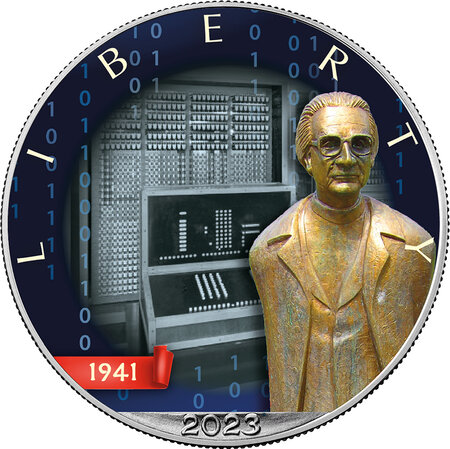 Pièce de monnaie en Argent 1 Dollar g 31.1 (1 oz) Millésime 2023 Inventions COMPUTER