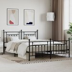 vidaXL Cadre de lit métal sans matelas avec pied de lit noir 180x200cm