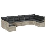 vidaXL Ensemble de Canapés de Jardin de 10 Pièces avec Coussins en Rotin Synthétique Gris Clair