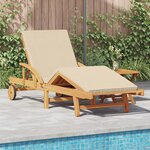 vidaXL Transat avec coussin et table en bois d'acacia beige