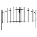 vidaXL Portillon double porte avec dessus à pointe Acier 3x1 25 m Noir