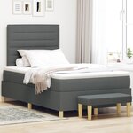 vidaXL Lit Box Spring avec Matelas & Banc Gris Foncé 120x200 cm Tissu