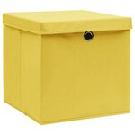 vidaXL Boîtes de rangement et couvercles 10 Pièces Jaune 32x32x32cm Tissu