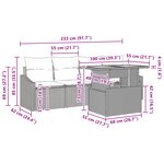vidaXL Ensemble salle à manger jardin 5 pièces avec coussins gris poly rotin acacia