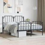 vidaXL Cadre de lit métal sans matelas avec pied de lit noir 140x200cm