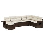 vidaXL Salon de jardin 8 Pièces avec coussins marron résine tressée