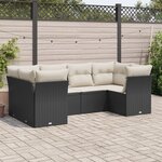 vidaXL Salon de jardin 6 Pièces avec coussins noir résine tressée