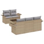 vidaXL Canapé de jardin 6 pièces avec coussins Beige Poly Rotin
