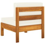 vidaXL Canapé central avec coussins blanc crème Bois d'acacia solide