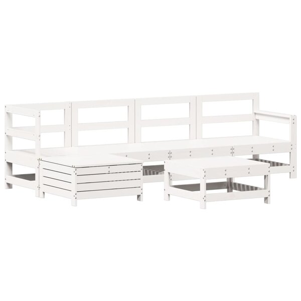 vidaXL Salon de jardin 6 Pièces blanc bois de pin massif