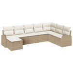 vidaXL Ensemble de canapé de jardin 8 pièces avec coussins beige en poly rattan