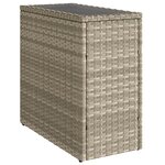 vidaXL Table d'appoint de jardin avec dessus en verre gris clair rotin